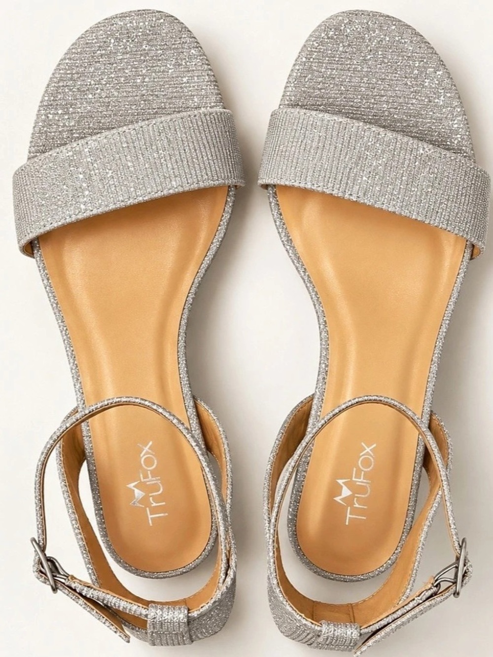 TruFox Strappy Open-Toe Sandals - 1” Low Block Heel - NEW